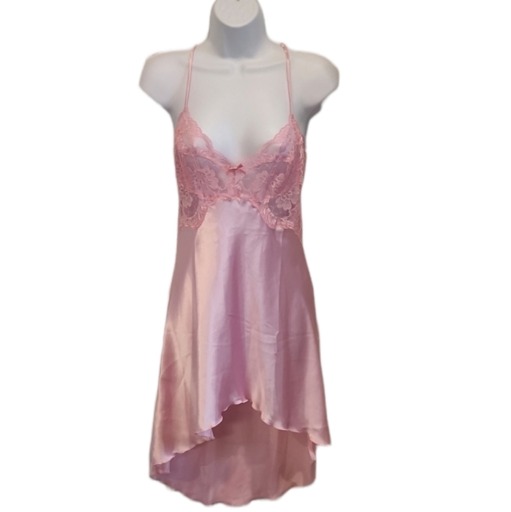 Shirley of Hollywood Pink Chemise Slip Nightgown Lingerie